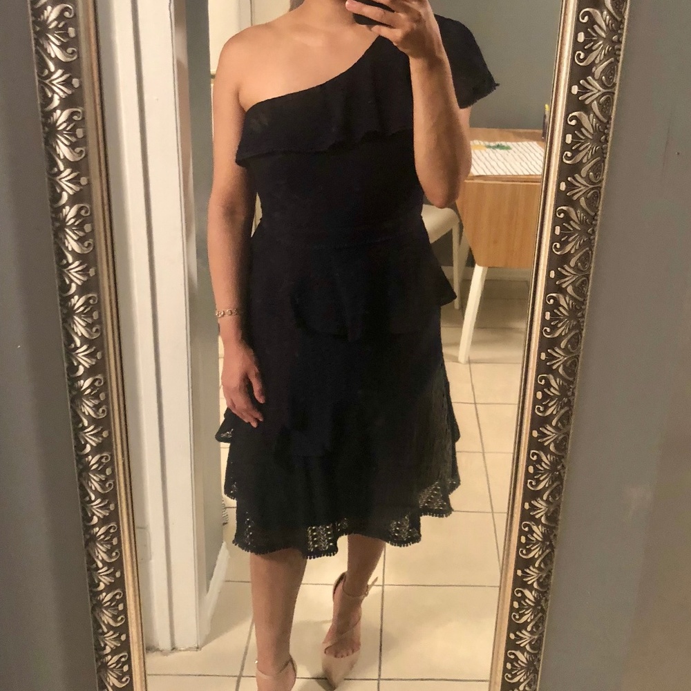 Adelyn Rae Navy Blue Ruffled Dress